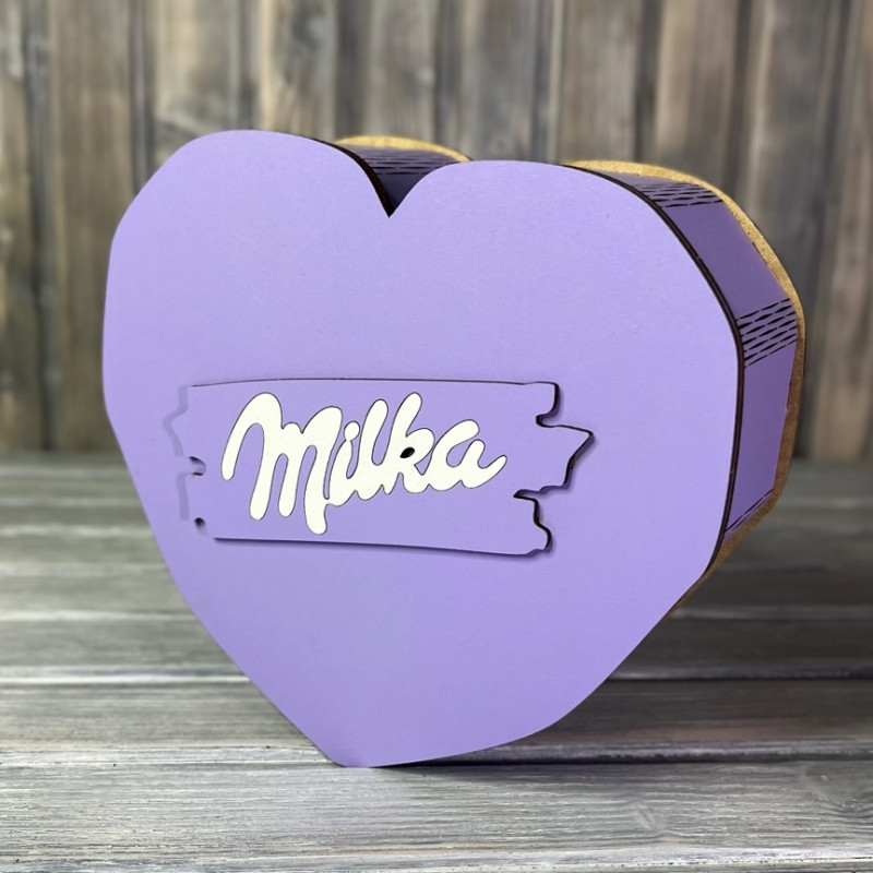 Коробка серце "Мілка" ФІОЛЕТОВИЙ (23-21-8.5 см)