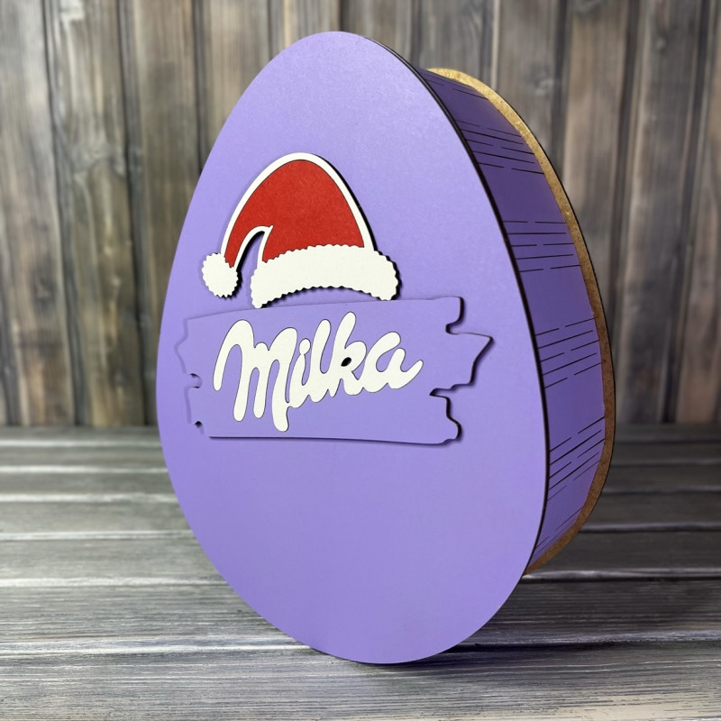 Коробка овал "Мілка Новорічна" ФІОЛЕТОВИЙ (30-24-9.5 см)