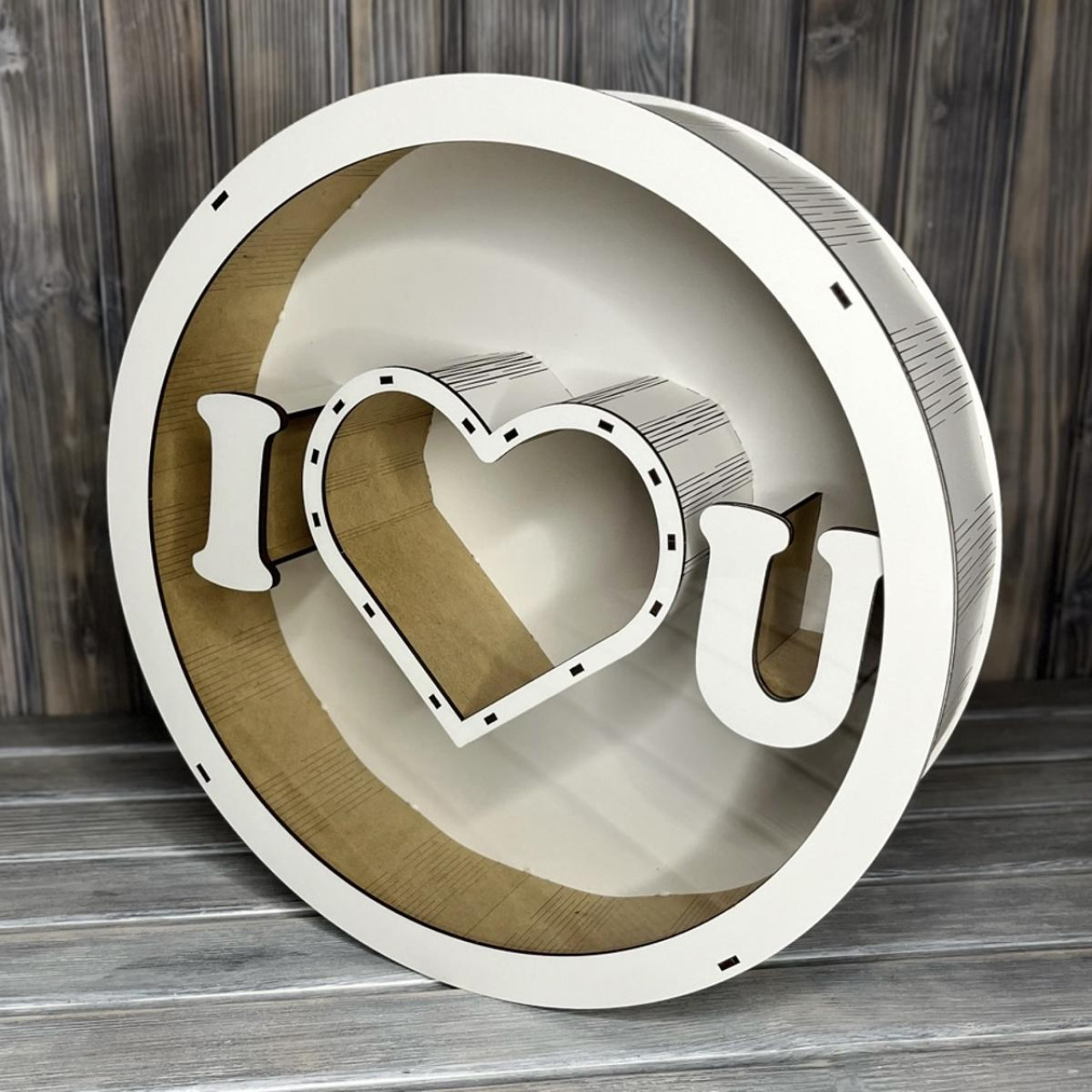 Коробка "Кругла I Love U" прозора кришка БІЛИЙ (39-39-10 см)