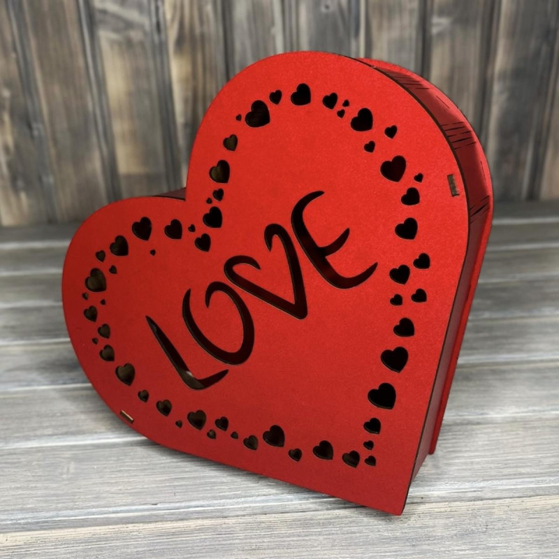 Коробка "Серце Love сердечка" ЧЕРВОНИЙ (27-24-8 см)