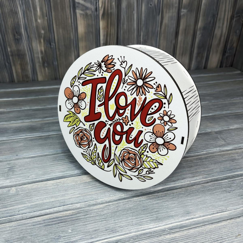 Коробка кругла з принтом "I love you Квіти" БІЛИЙ (21-21-8 см) Коробка кругла з принтом "I love you Квіти" БІЛИЙ (21-21-8 см)