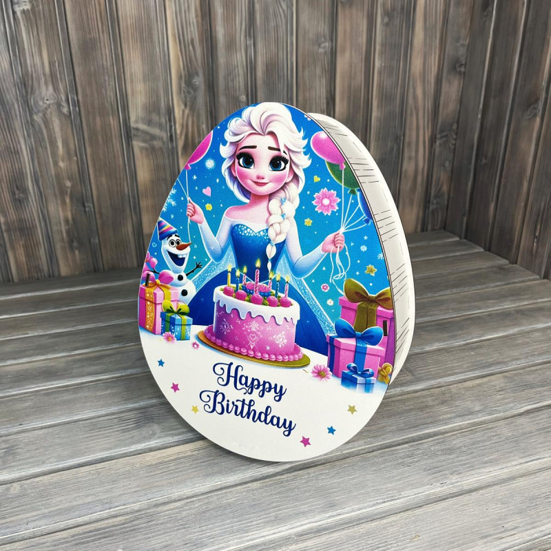 Коробка овал "Ельза Happy Birthday" БІЛИЙ (30-24-9.5 см)