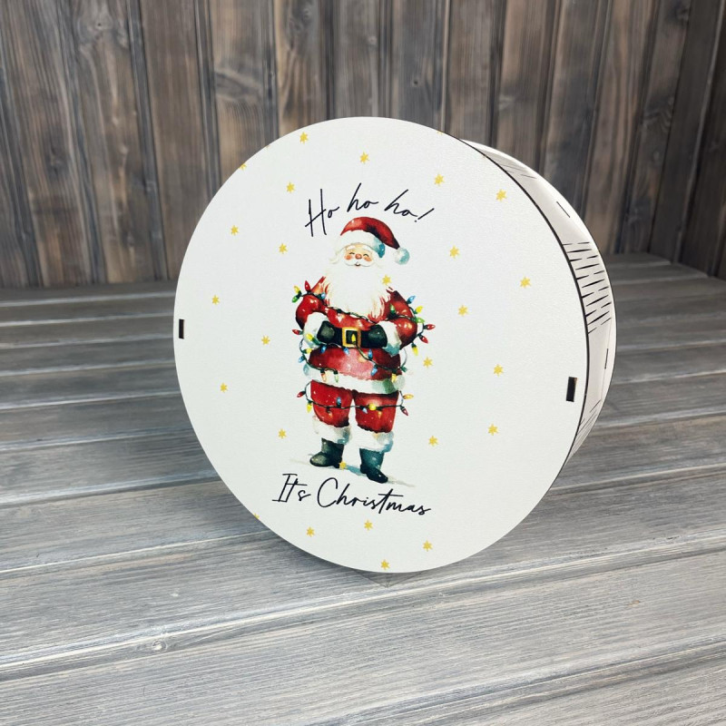 Коробка кругла з принтом "Its Christmas" БІЛИЙ (21-21-8 см)